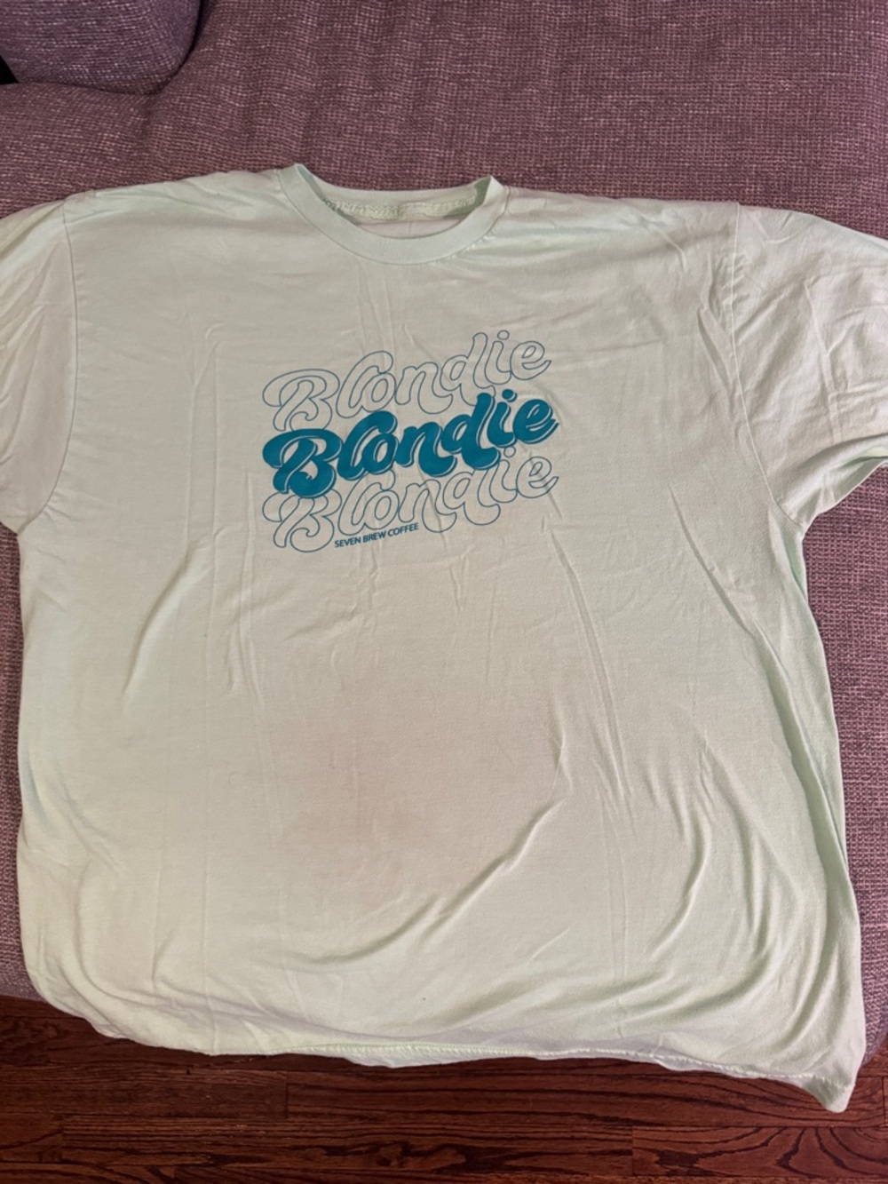 7 Brew Blondie Graphic Tee in Light Mint with Blue Logo